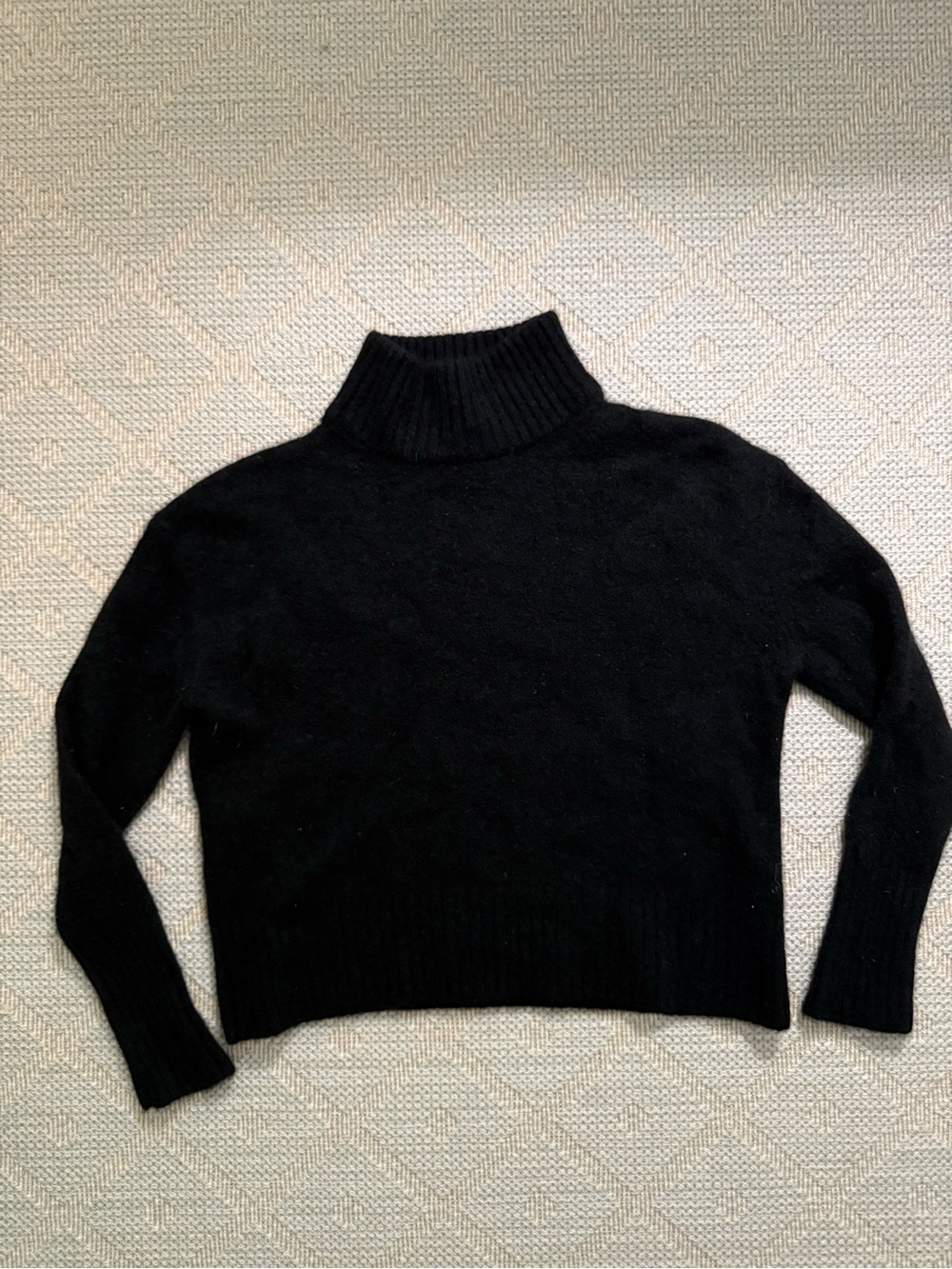 360 Cashmere Black Cropped Turtleneck Sweater